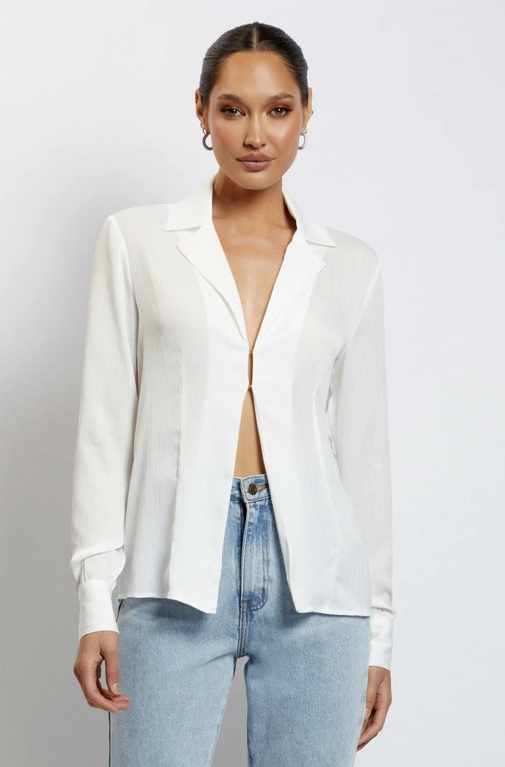WNT April Open Front Shirt - White 1 WNT April Open Front Shirt - White