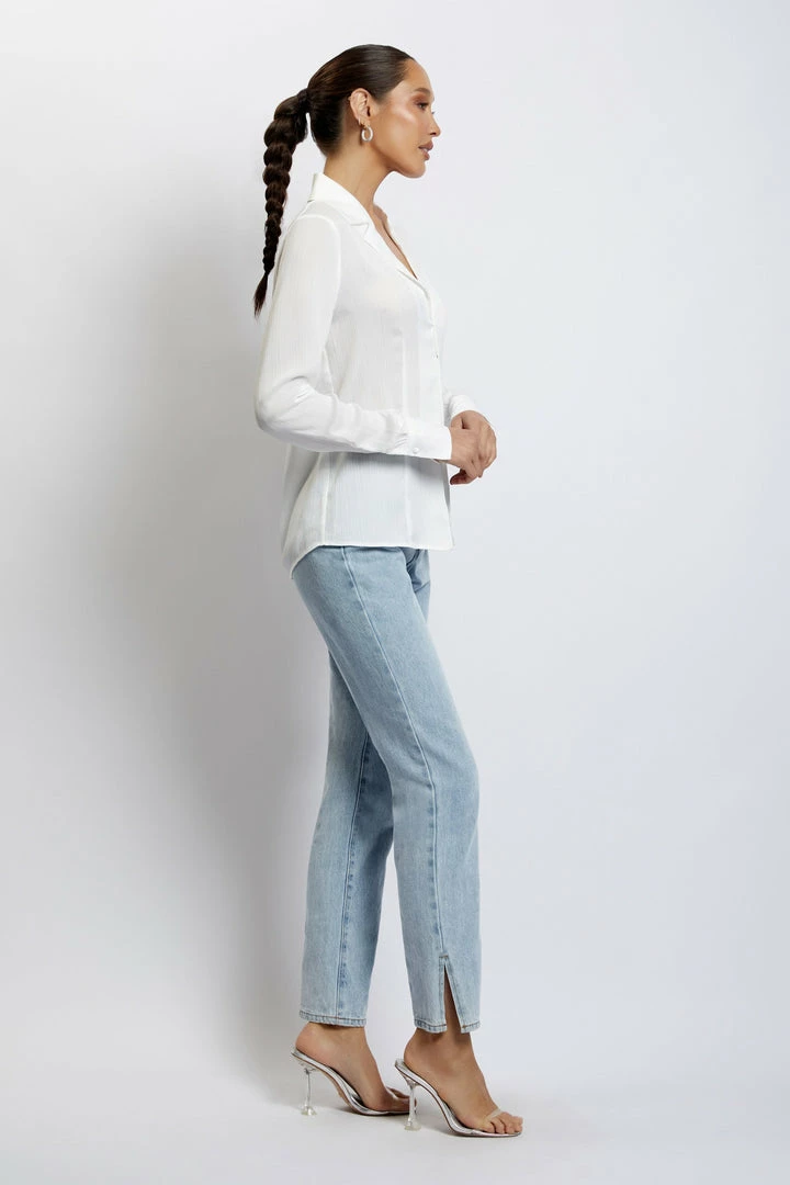 WNT April Open Front Shirt - White 6 WNT April Open Front Shirt - White