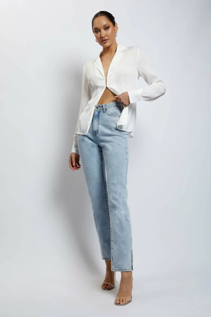 WNT April Open Front Shirt - White 7 WNT April Open Front Shirt - White