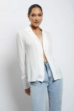 WNT April Open Front Shirt - White 13 WNT April Open Front Shirt - White