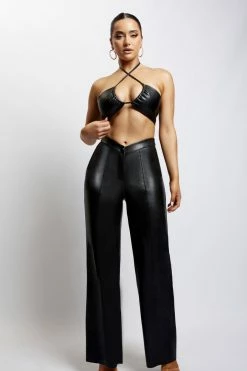 WNT Kamora Faux Leather Wide Leg Pants - Black Two Piece Sets 14 WNT Kamora Faux Leather Wide Leg Pants - Black Two Piece Sets