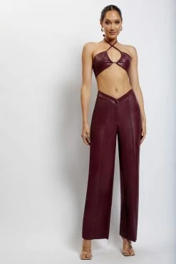 WNT Kamora Faux Leather Wide Leg Pants - Wine Two Piece Sets 20 WNT Kamora Faux Leather Wide Leg Pants - Wine Two Piece Sets