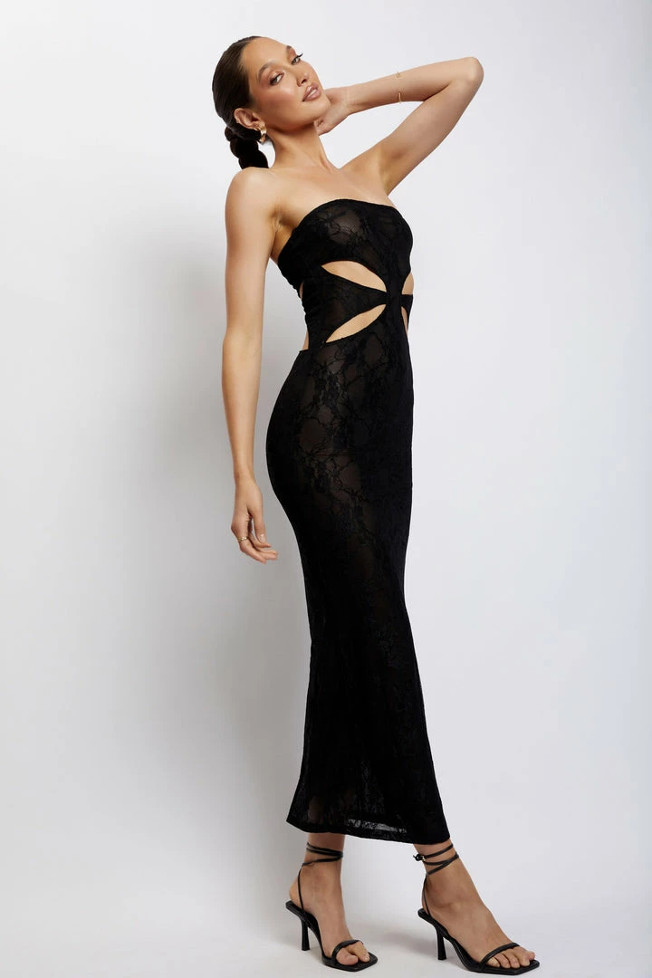 ROM Krista Cut Out Bandeau Maxi Dress - Black DRESSES 6 ROM Krista Cut Out Bandeau Maxi Dress - Black DRESSES