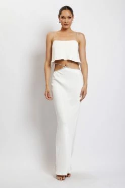 JLW Dayana Diamante Maxi Skirt - White