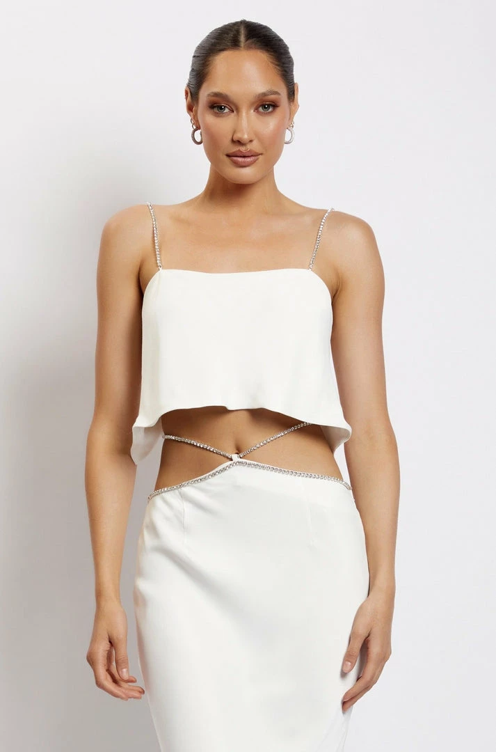 JLW Dayana Straight Cut Crop Top - White Two Piece Sets 1 JLW Dayana Straight Cut Crop Top - White Two Piece Sets
