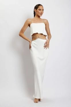 JLW Dayana Diamante Maxi Skirt - White