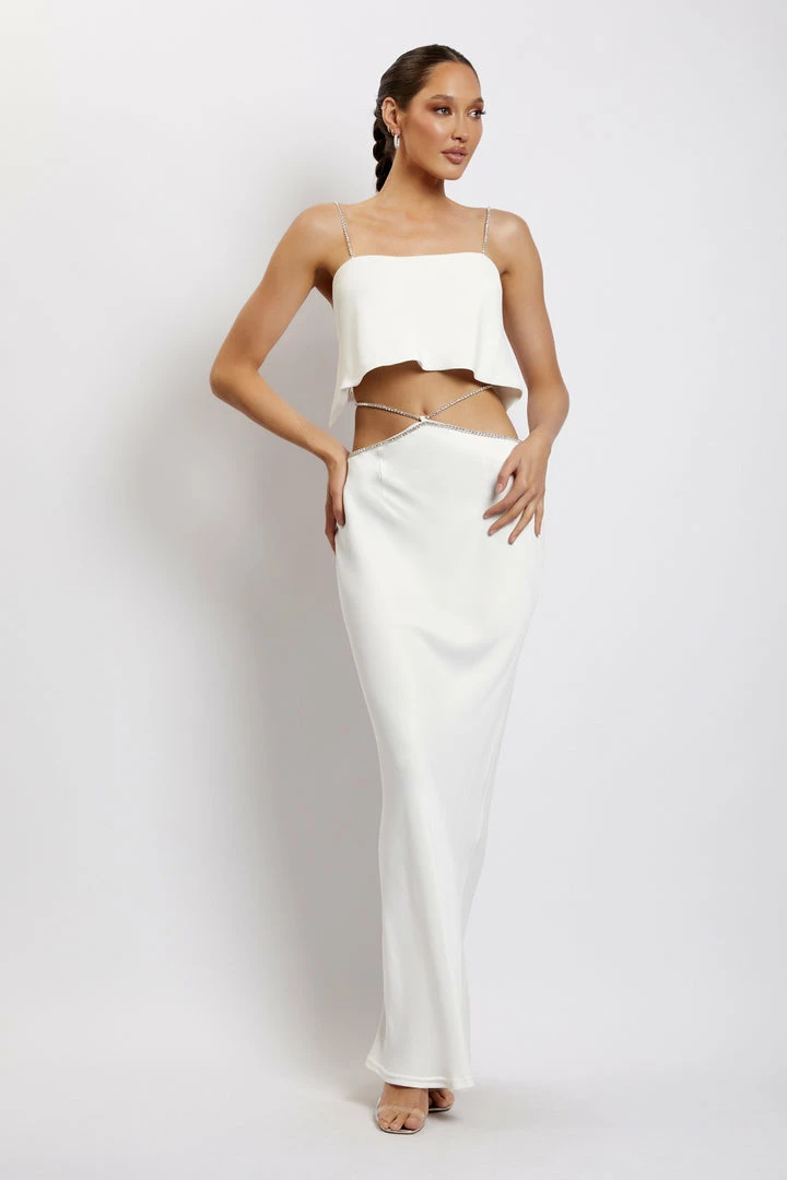 JLW Dayana Straight Cut Crop Top - White Two Piece Sets 6 JLW Dayana Straight Cut Crop Top - White Two Piece Sets