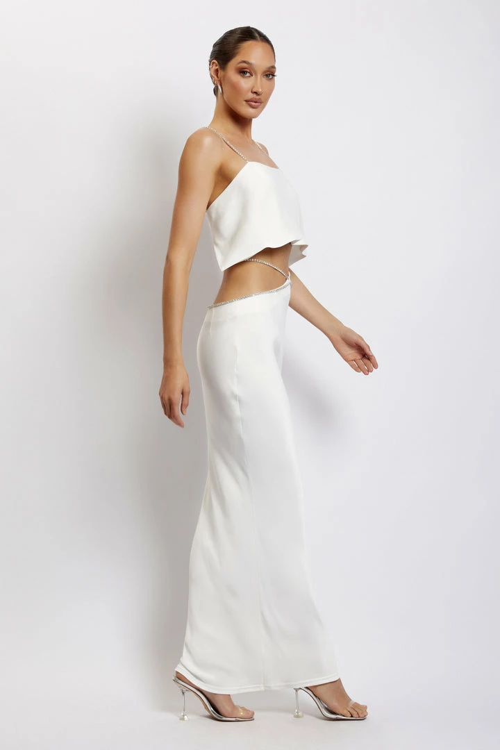 JLW Dayana Straight Cut Crop Top - White Two Piece Sets 7 JLW Dayana Straight Cut Crop Top - White Two Piece Sets
