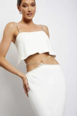 JLW Dayana Diamante Maxi Skirt - White