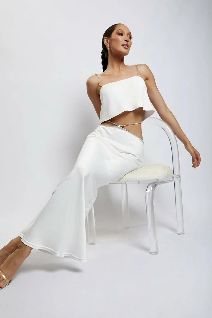 JLW Dayana Straight Cut Crop Top - White Two Piece Sets 5 JLW Dayana Straight Cut Crop Top - White Two Piece Sets