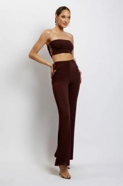 WXI Eleanor Ruched Cut Out Pants - Chocolate