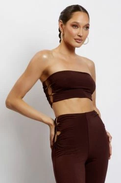 WXI Eleanor Tie Up Side Bandeau - Chocolate Two Piece Sets 12 WXI Eleanor Tie Up Side Bandeau - Chocolate Two Piece Sets