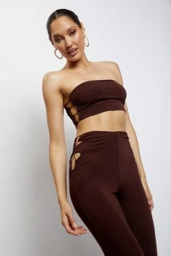 WXI Eleanor Tie Up Side Bandeau - Chocolate Two Piece Sets