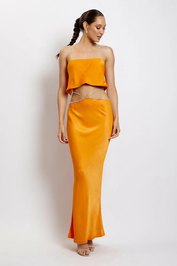 JLW Two Piece Sets Dayana Diamante Maxi Skirt - Mandarin 8 JLW Two Piece Sets Dayana Diamante Maxi Skirt - Mandarin