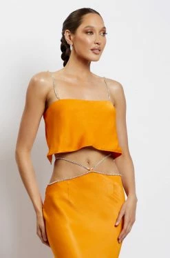 JLW Dayana Straight Cut Crop Top - Mandarin