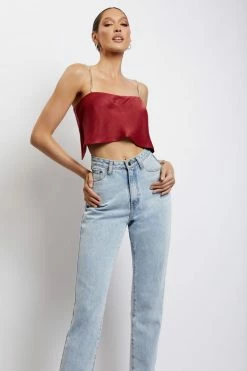 JLW Dayana Straight Cut Crop Top - Wine