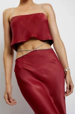 JLW Dayana Straight Cut Crop Top - Wine