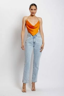 WNT Brianna Cowl Gold Chain Top - Mandarin Two Piece Sets 12 WNT Brianna Cowl Gold Chain Top - Mandarin Two Piece Sets