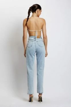 WNT Brianna Cowl Gold Chain Top - White