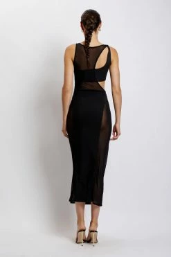 GZH Chelsea Sleeveless Mesh Cut Out Midi Dress - Black DRESSES 9 GZH Chelsea Sleeveless Mesh Cut Out Midi Dress - Black DRESSES