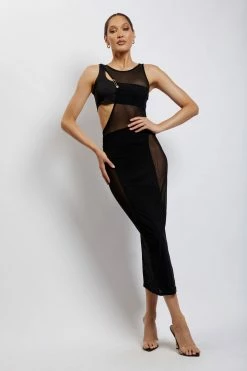 GZH Chelsea Sleeveless Mesh Cut Out Midi Dress - Black DRESSES 11 GZH Chelsea Sleeveless Mesh Cut Out Midi Dress - Black DRESSES