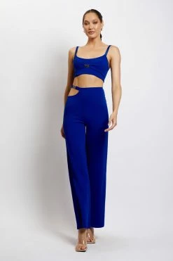 QNG Blythe Wide Leg Pants With Cut Out - Cobalt Blue Two Piece Sets