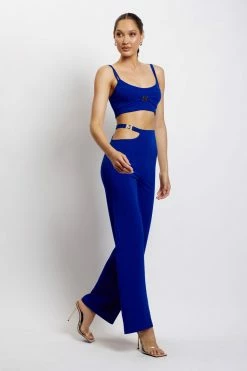 QNG Blythe Wide Leg Pants With Cut Out - Cobalt Blue Two Piece Sets