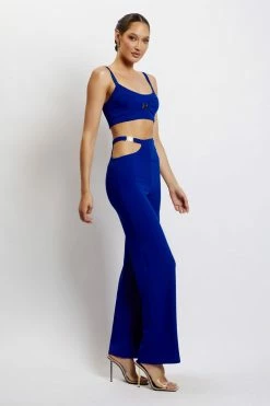QNG Blythe Wide Leg Pants With Cut Out - Cobalt Blue Two Piece Sets