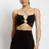 WXI Phoenix Cut Out Ruched Crop Top - Black