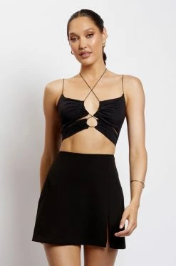 WXI Phoenix Cut Out Ruched Crop Top - Black
