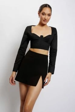 QNG All Tops Zahara Corset Shirt - Black