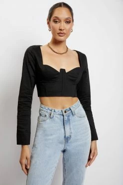 QNG All Tops Zahara Corset Shirt - Black 11 QNG All Tops Zahara Corset Shirt - Black