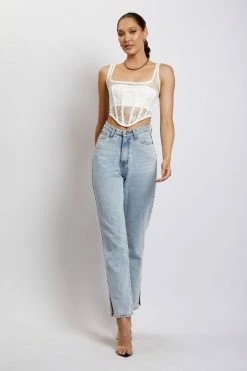 WNT All Tops Delaney Lace Corset Bustier - White