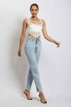 WNT All Tops Delaney Lace Corset Bustier - White