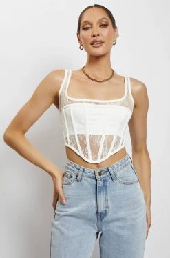 WNT All Tops Delaney Lace Corset Bustier - White