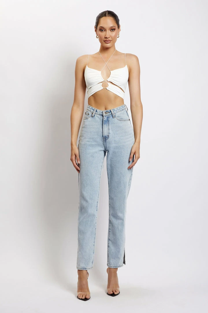 WXI All Tops Phoenix Cut Out Ruched Crop Top - White 2 WXI All Tops Phoenix Cut Out Ruched Crop Top - White