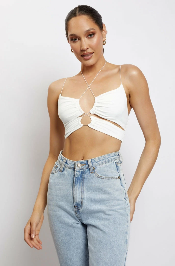 WXI All Tops Phoenix Cut Out Ruched Crop Top - White 1 WXI All Tops Phoenix Cut Out Ruched Crop Top - White