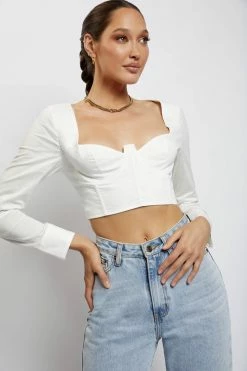QNG All Tops Zahara Corset Shirt - White