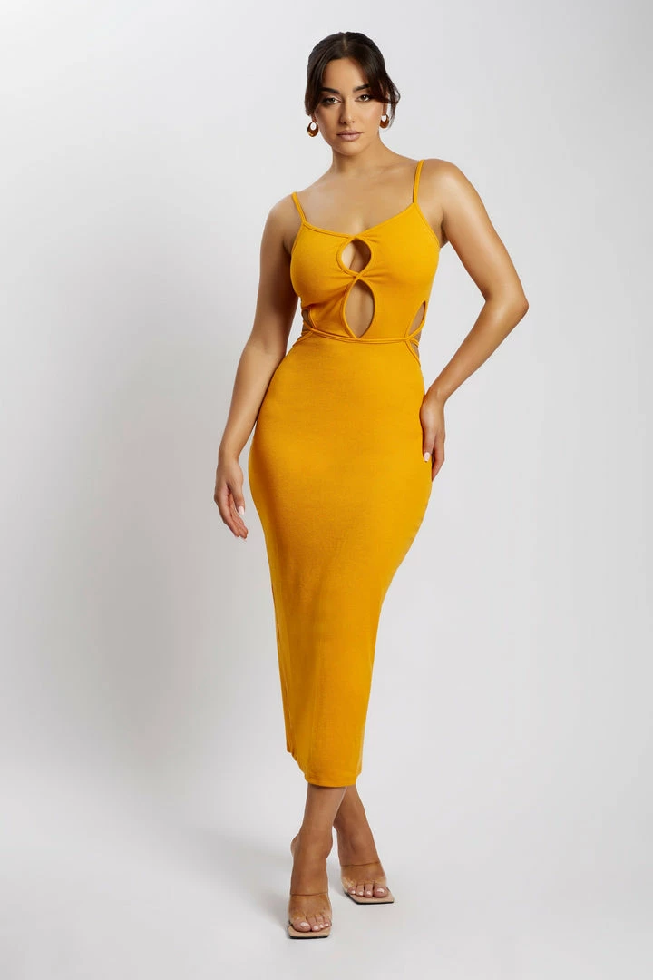 WXI Abbey Maxi Cut Out Dress - Mango DRESSES 1 WXI Abbey Maxi Cut Out Dress - Mango DRESSES