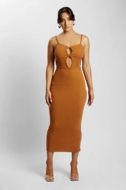 WXI Abbey Maxi Cut Out Dress - Biscuit