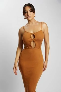 WXI Abbey Maxi Cut Out Dress - Biscuit