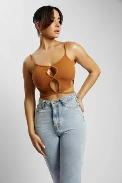 WXI Ayesha Cut Out Singlet - Biscuit All Tops
