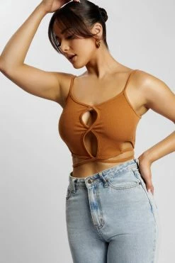 WXI Ayesha Cut Out Singlet - Biscuit All Tops