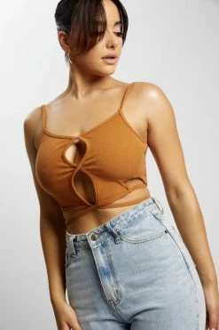 WXI Ayesha Cut Out Singlet - Biscuit All Tops