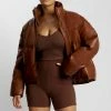 DPO Coats & Jackets Farrah Faux Leather Puffer Jacket - Chocolate