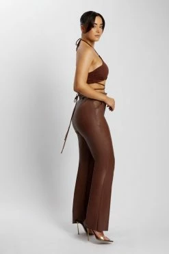 AMC Sabrina Ruched Halter Crop Top - Chocolate 16 AMC Sabrina Ruched Halter Crop Top - Chocolate