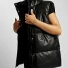 DPO Linda Faux Leather Oversized Gilet - Black