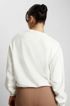 QNG Sweaters & Hoodies Blake Longline Loopback Crew Neck Jumper - White