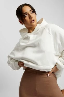 QNG Sweaters & Hoodies Monika Loopback Oversized Hoodie - White