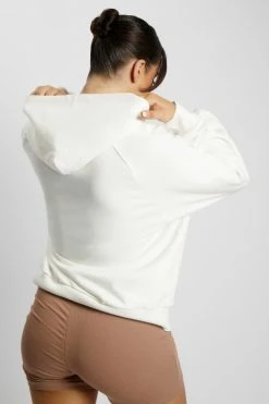 QNG Sweaters & Hoodies Monika Loopback Oversized Hoodie - White